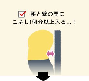 腰と壁の間にこぶし1個分以上入る...！
